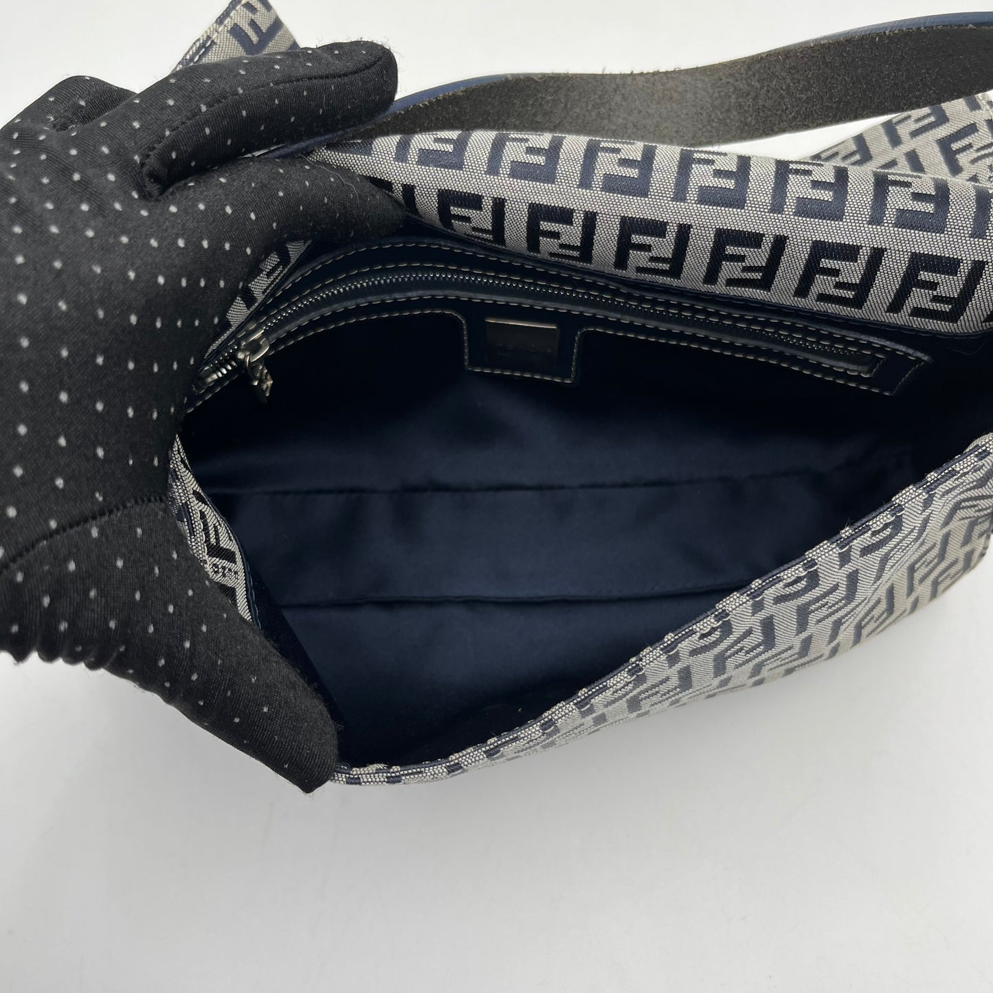 Fendi Dark Blue Zucchino Baguette