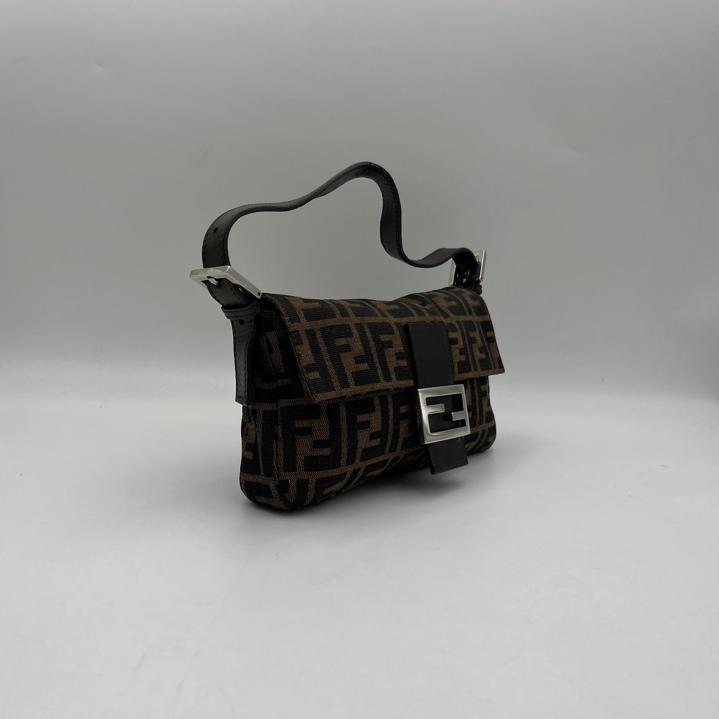 Fendi Brown Zucchino Mamma Baguette GHW