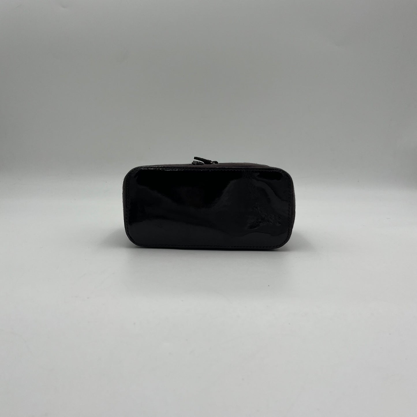 Gucci Monogram Canvas Patent Leather Mini Vanity Handbag