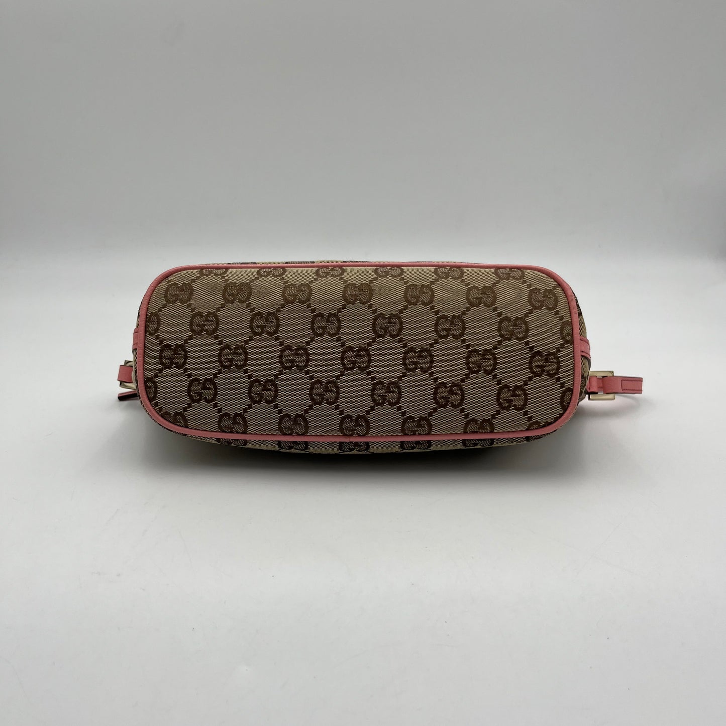 Gucci Brown Monogram Canvas Pink Leather Boat Pochette
