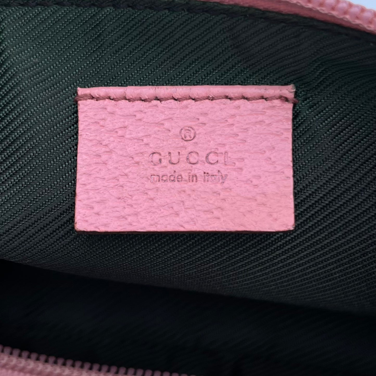 Gucci Brown Monogram Canvas Pink Leather Boat Pochette