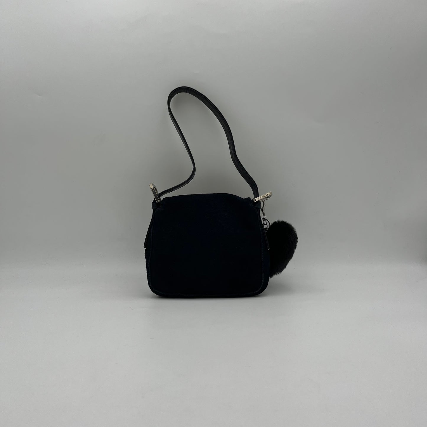 Fendi Dark Blue Cloth Mini Mamma Baguette