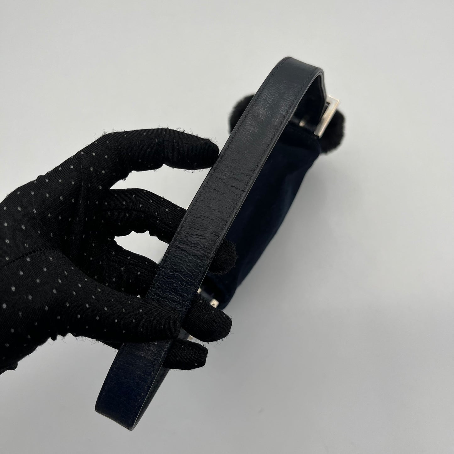 Fendi Dark Blue Cloth Mini Mamma Baguette
