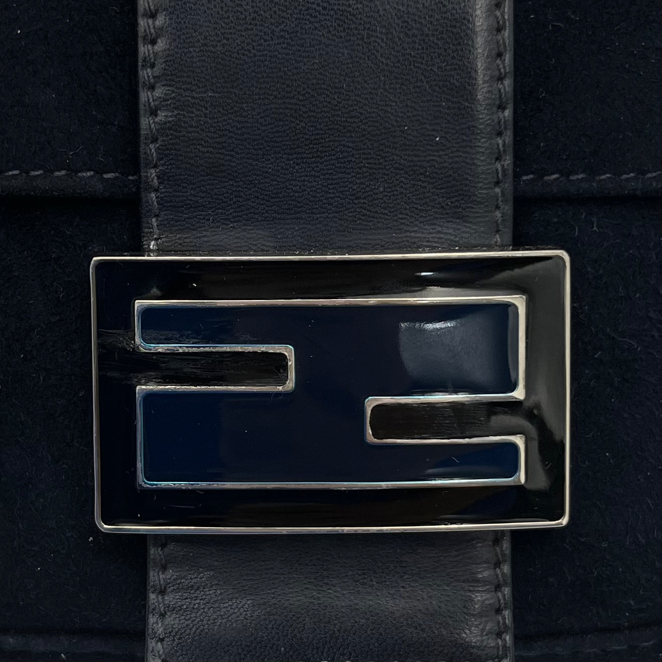 Fendi Dark Blue Cloth Mini Mamma Baguette