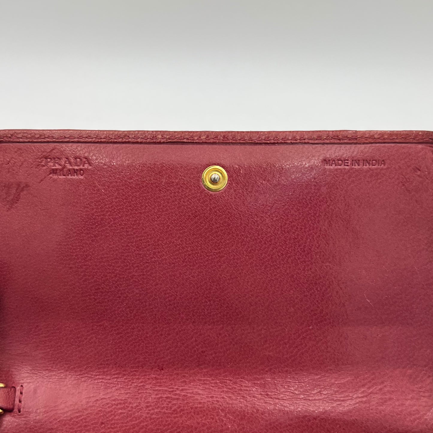 Prada Pink Woven Leather Madras Wristlet Wallet