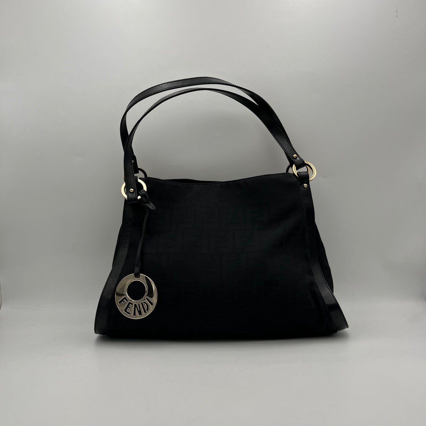 Fendi Black Zucca Chef Large Shoulder Bag