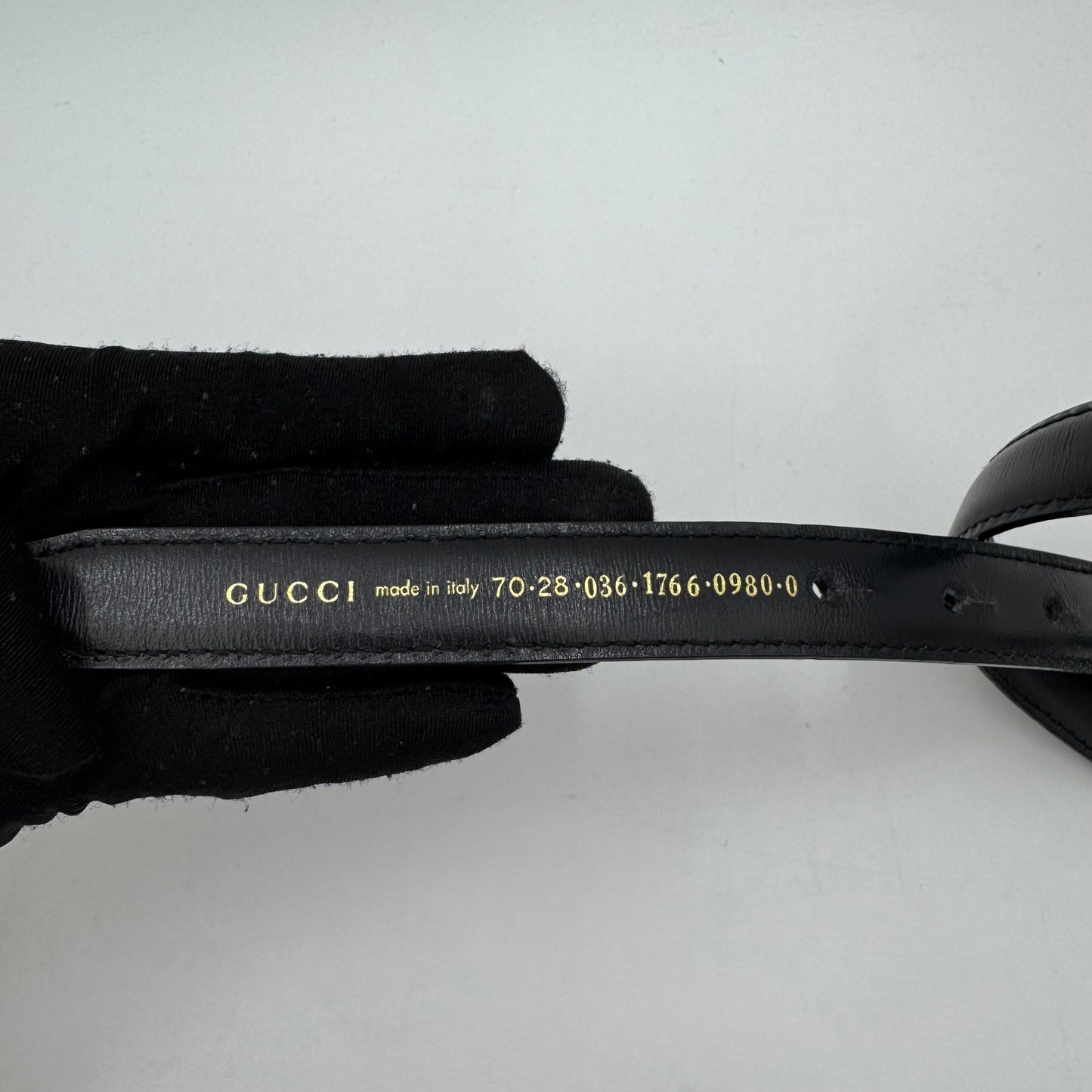 Gucci Black Leather Interlocking G Belt GHW