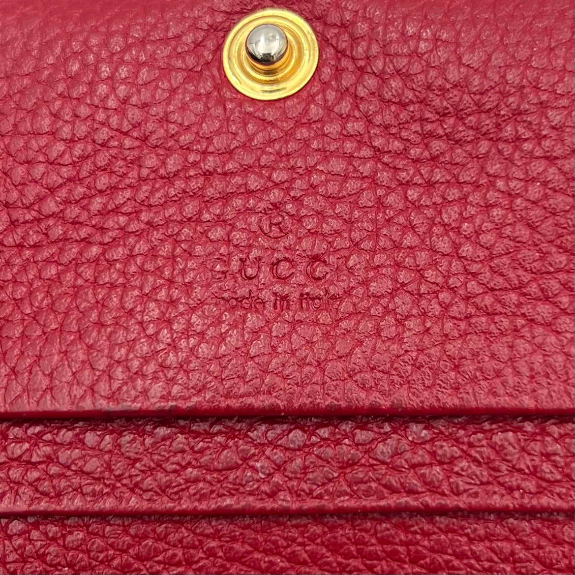 Gucci Red Leather Interlocking G Horsebit Zumi Chain Short Wallet