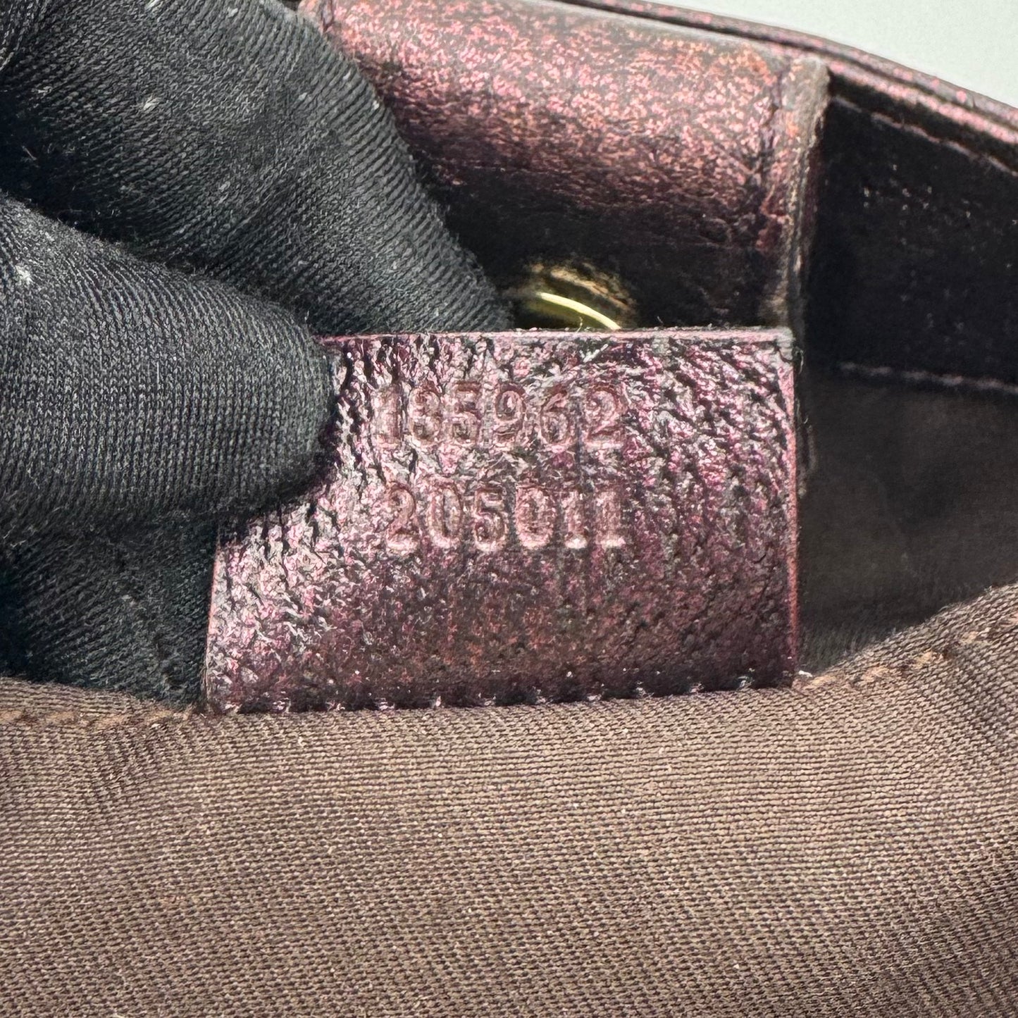Gucci by Tom Ford Brown Canvas Purple Leather Bamboo Ring Chain Shoulder Bag