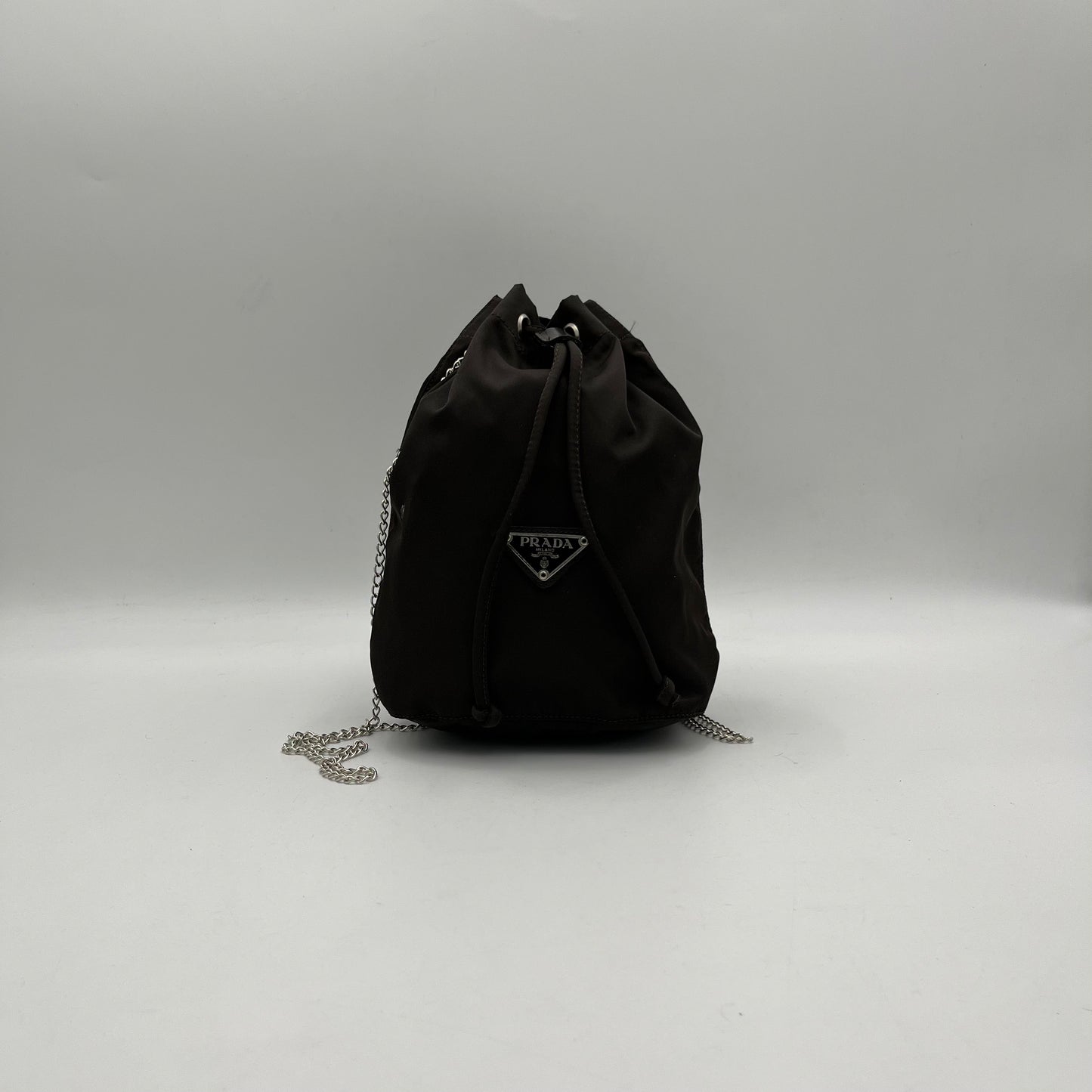 Prada Dark Brown Nylon Mini Bucket
