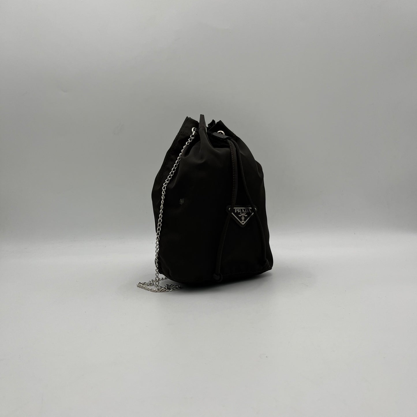 Prada Dark Brown Nylon Mini Bucket