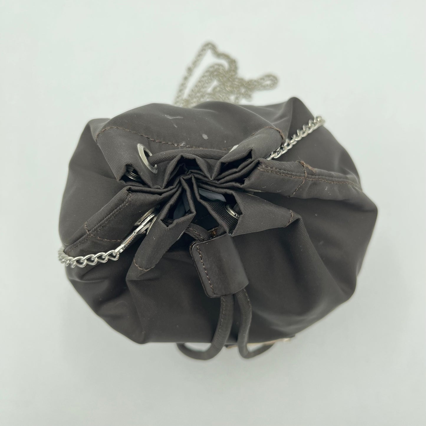 Prada Dark Brown Nylon Mini Bucket