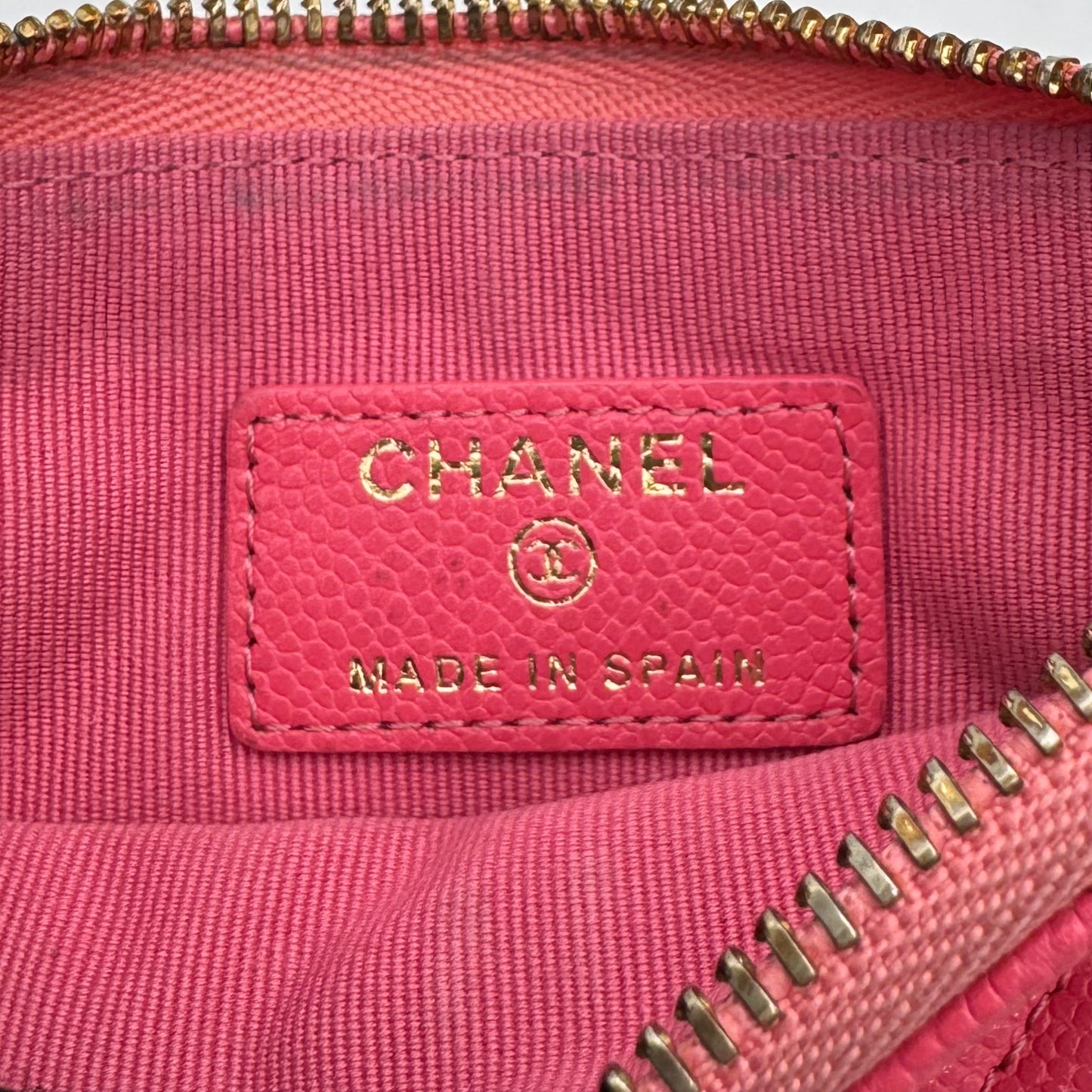Chanel Pink Quilted Caviar O-Case Zip Pouch