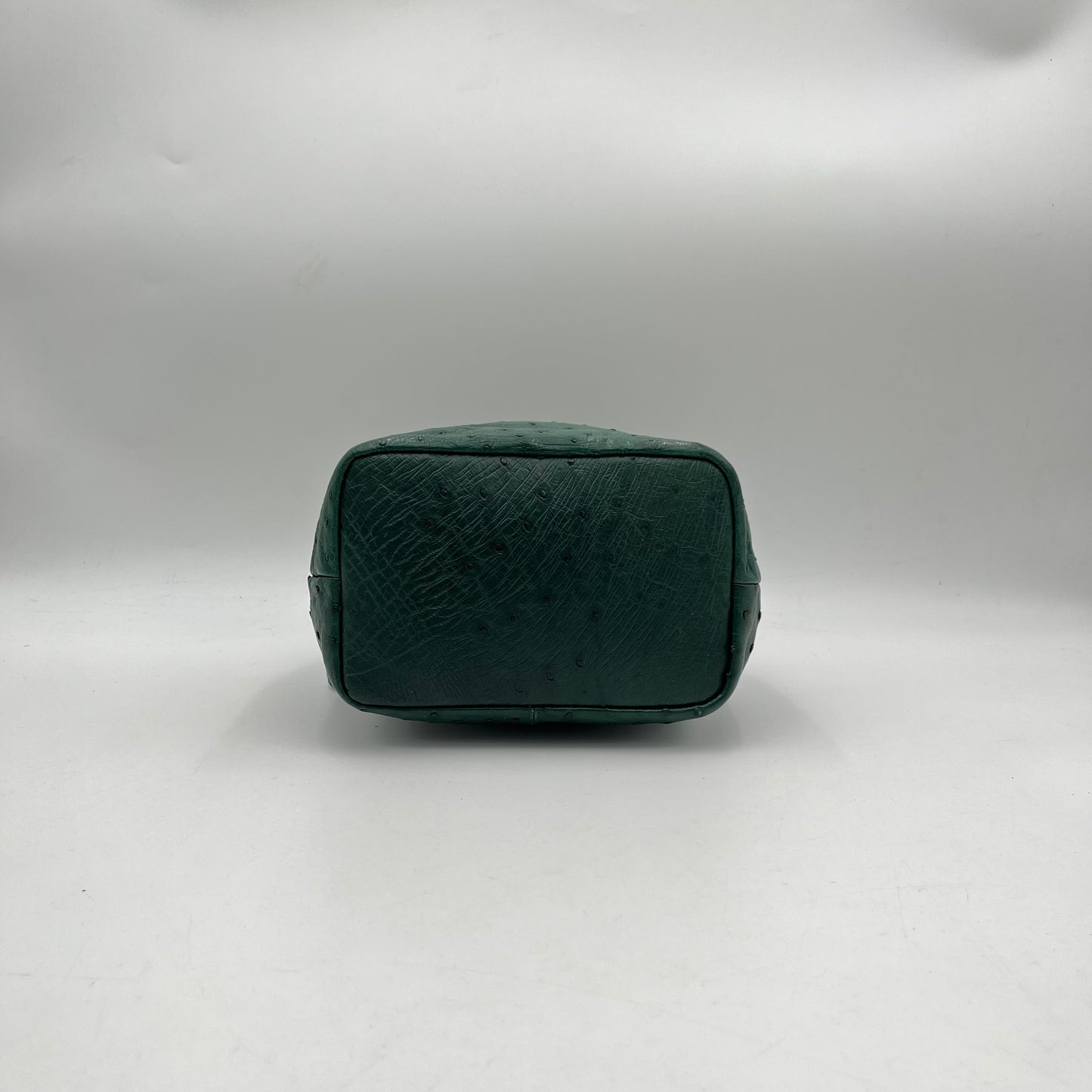 Klein Karoo Genuine Ostrich Leather Green Bucket Flap Crossbody