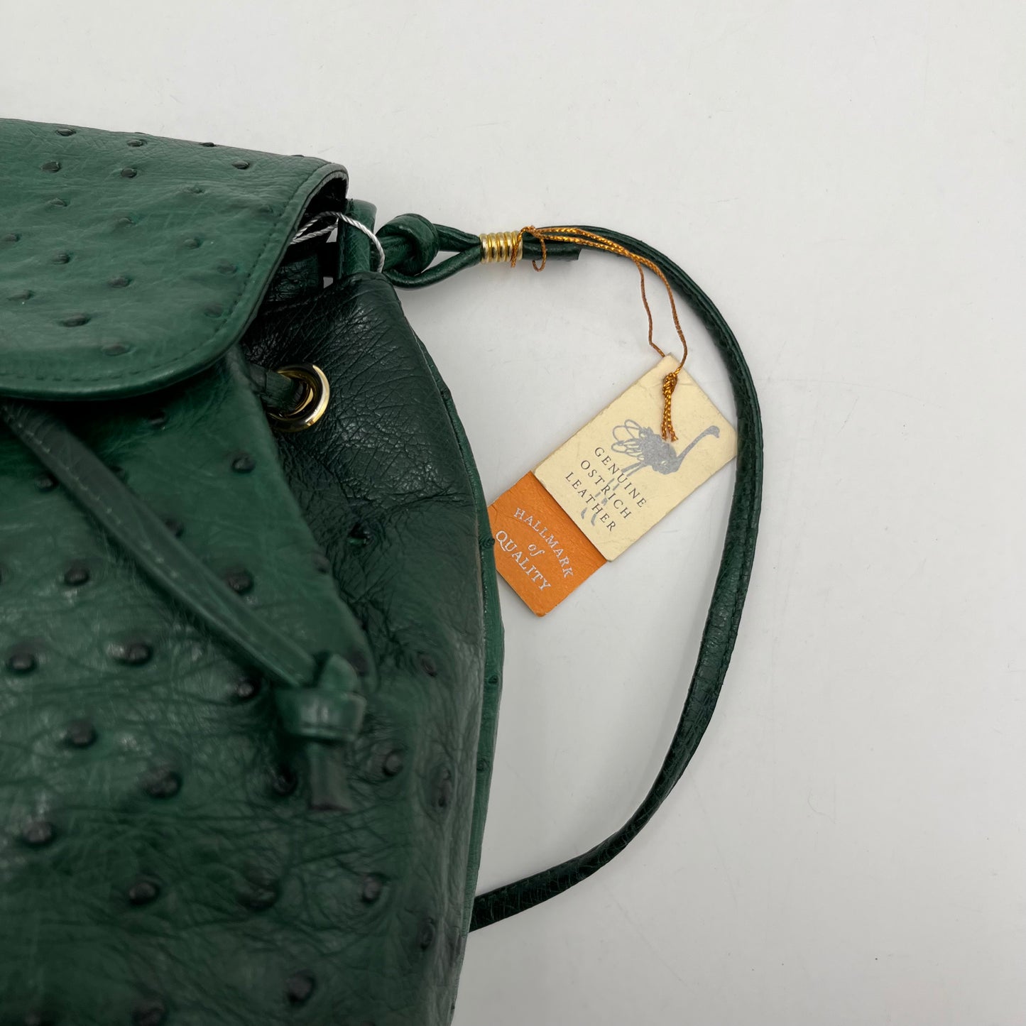Klein Karoo Genuine Ostrich Leather Green Bucket Flap Crossbody