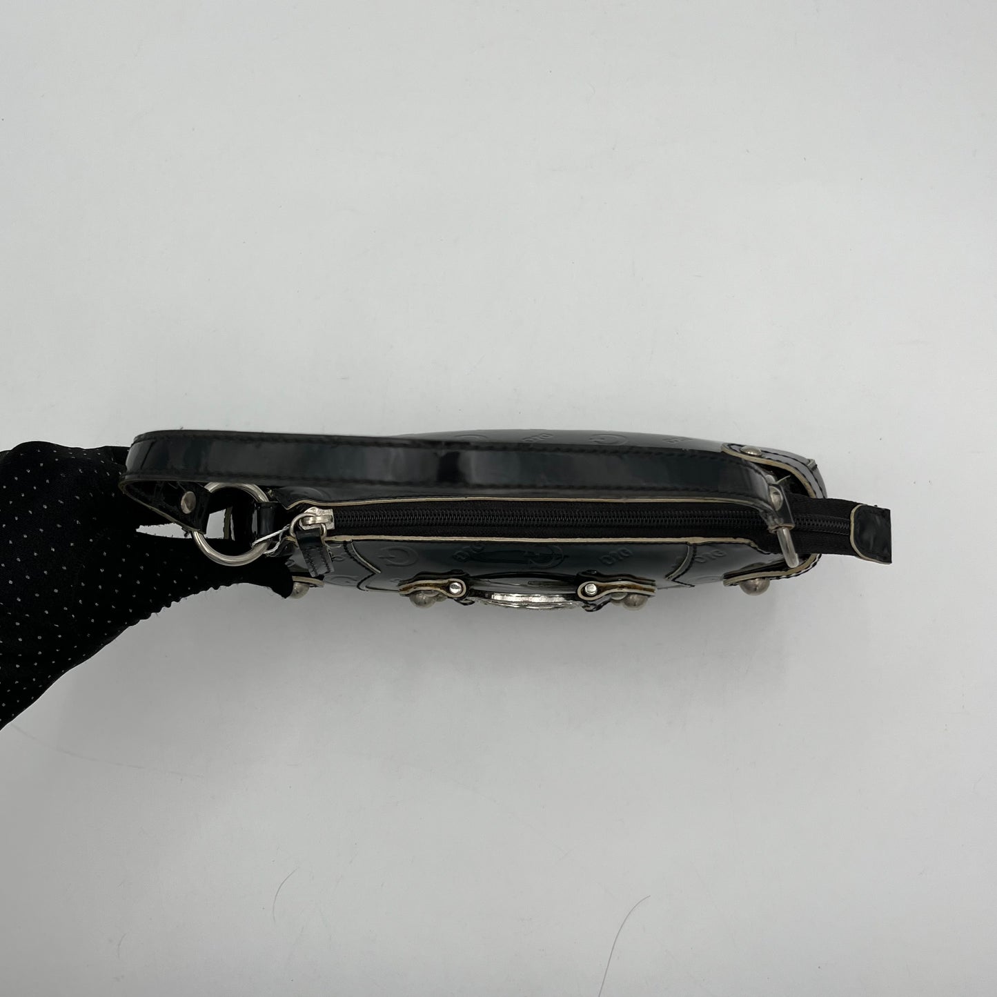 Guess Black Monogram Patent Baguette