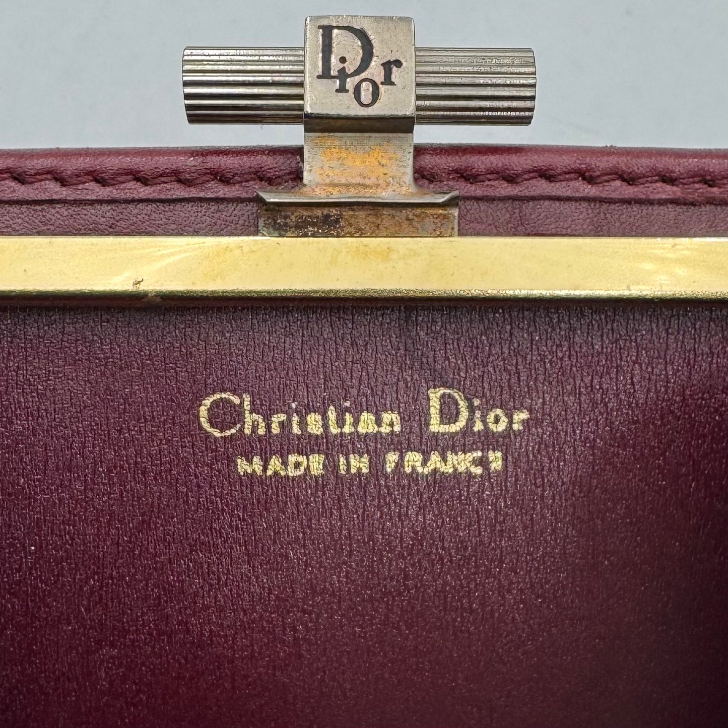 Christian Dior Burgundy Trotter Canvas and Leather Vintage Lock Coin Purse