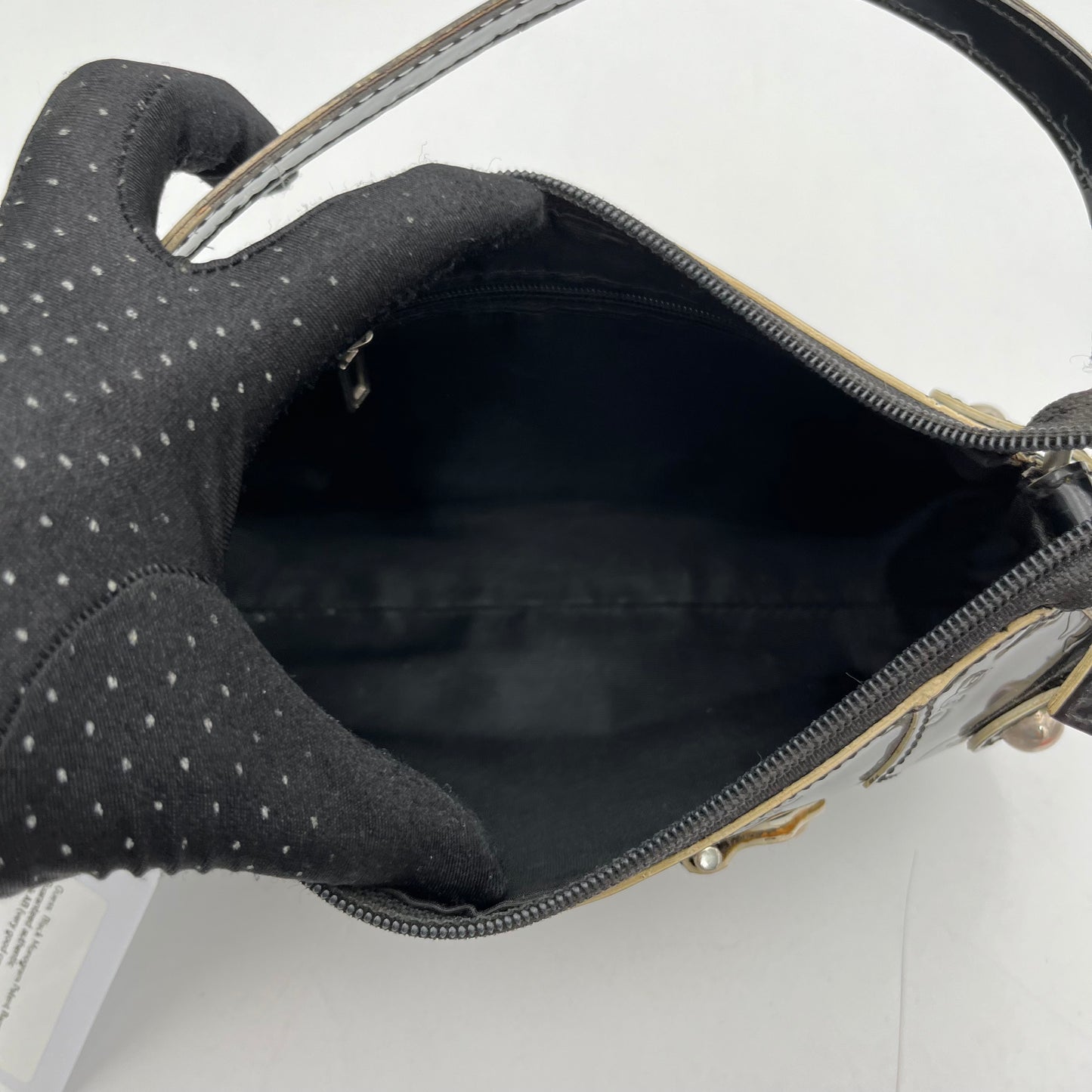 Guess Black Monogram Patent Baguette