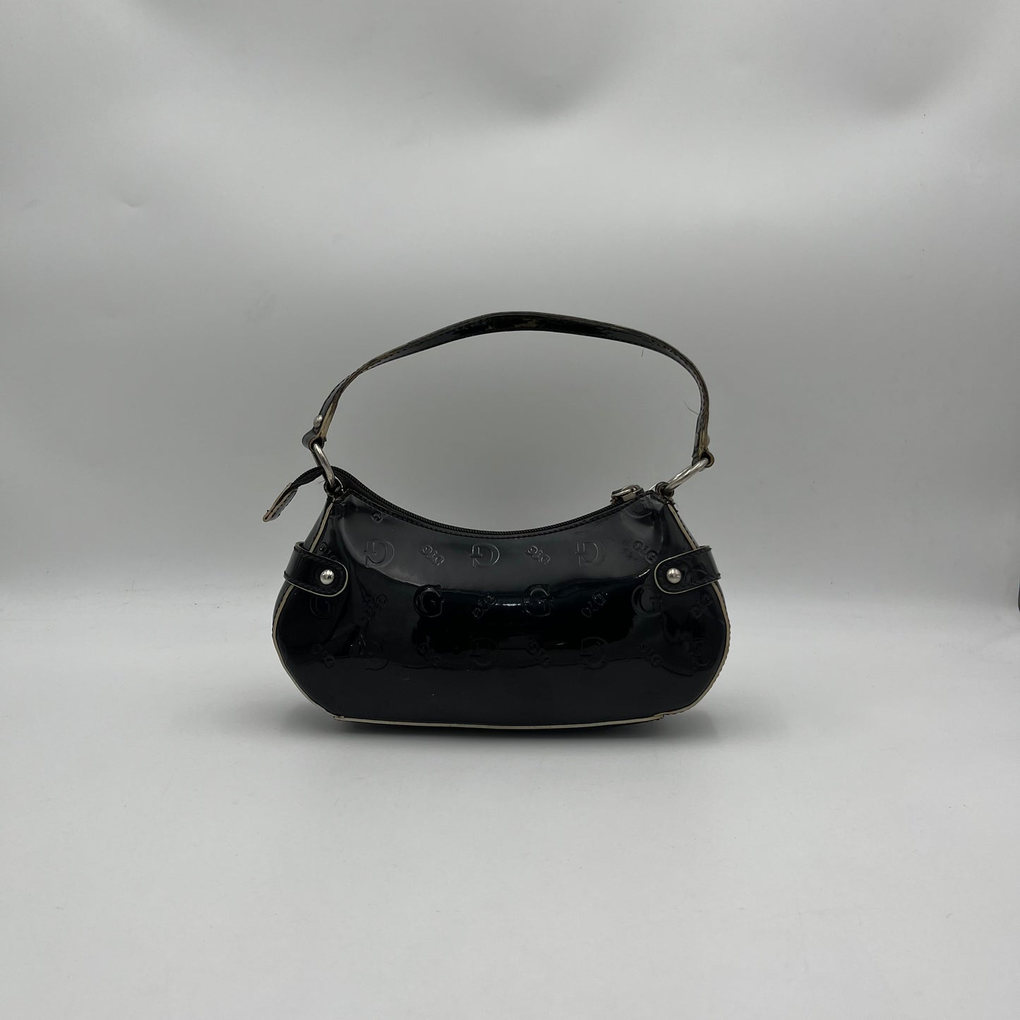 Guess Black Monogram Patent Baguette