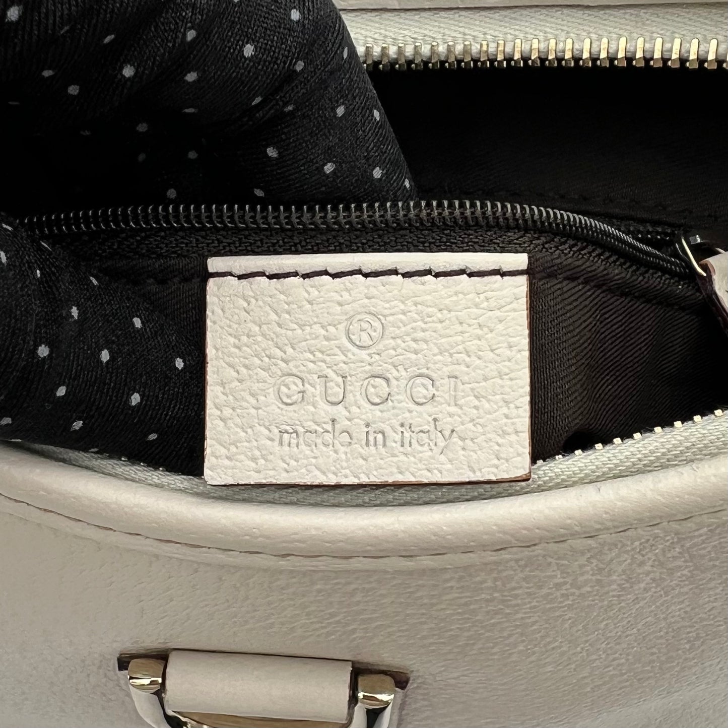 Gucci White Leather Abbey D-Ring Hobo Shoulder Bag