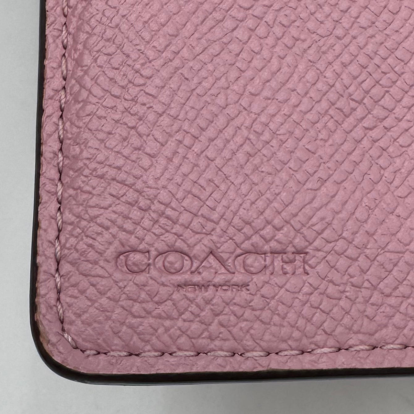 Coach Pink Leather Floral Embellished Bifold Compact Wallet