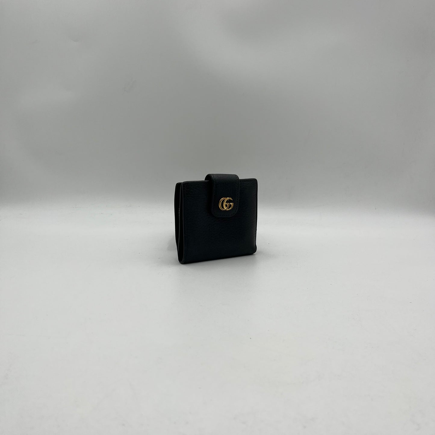 Gucci GG Marmont Black Leather Short Compact Wallet