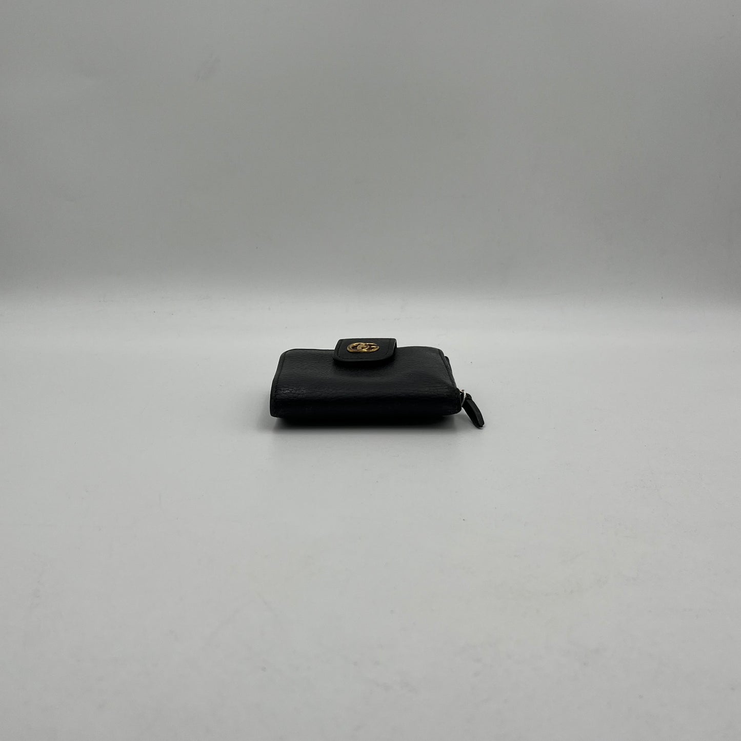 Gucci GG Marmont Black Leather Short Compact Wallet