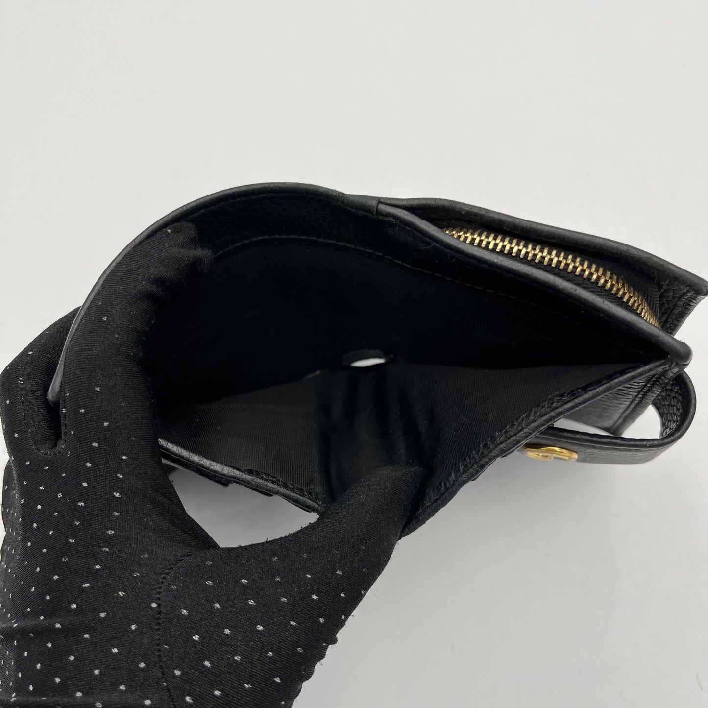 Gucci GG Marmont Black Leather Short Compact Wallet
