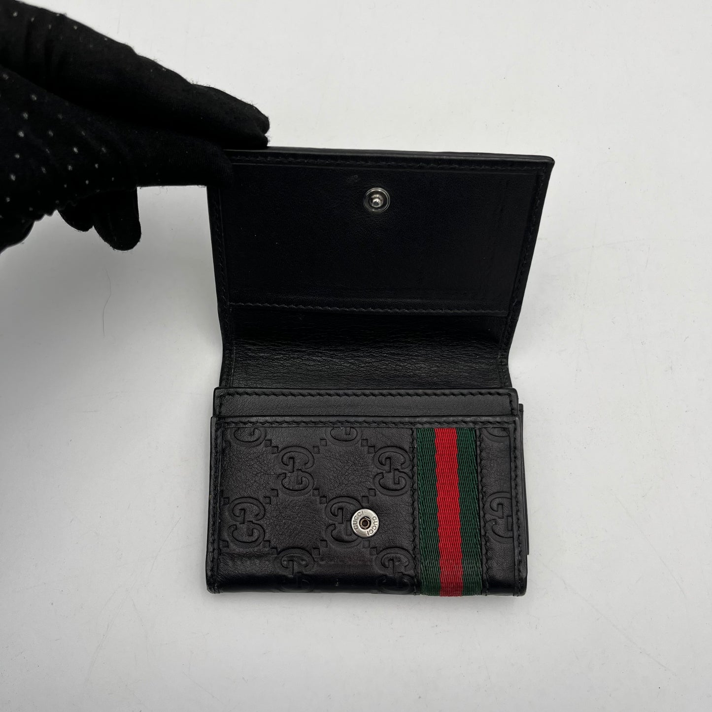 Gucci Black Guccissima Sherryline Bifold Cardholder