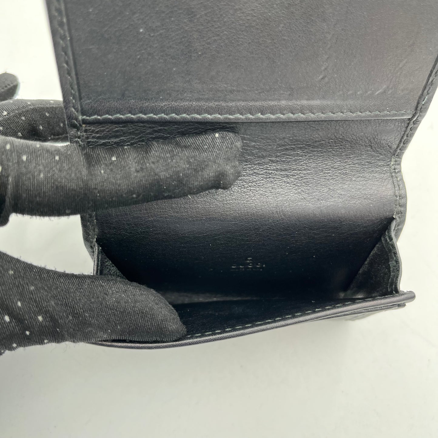 Gucci Black Guccissima Sherryline Bifold Cardholder