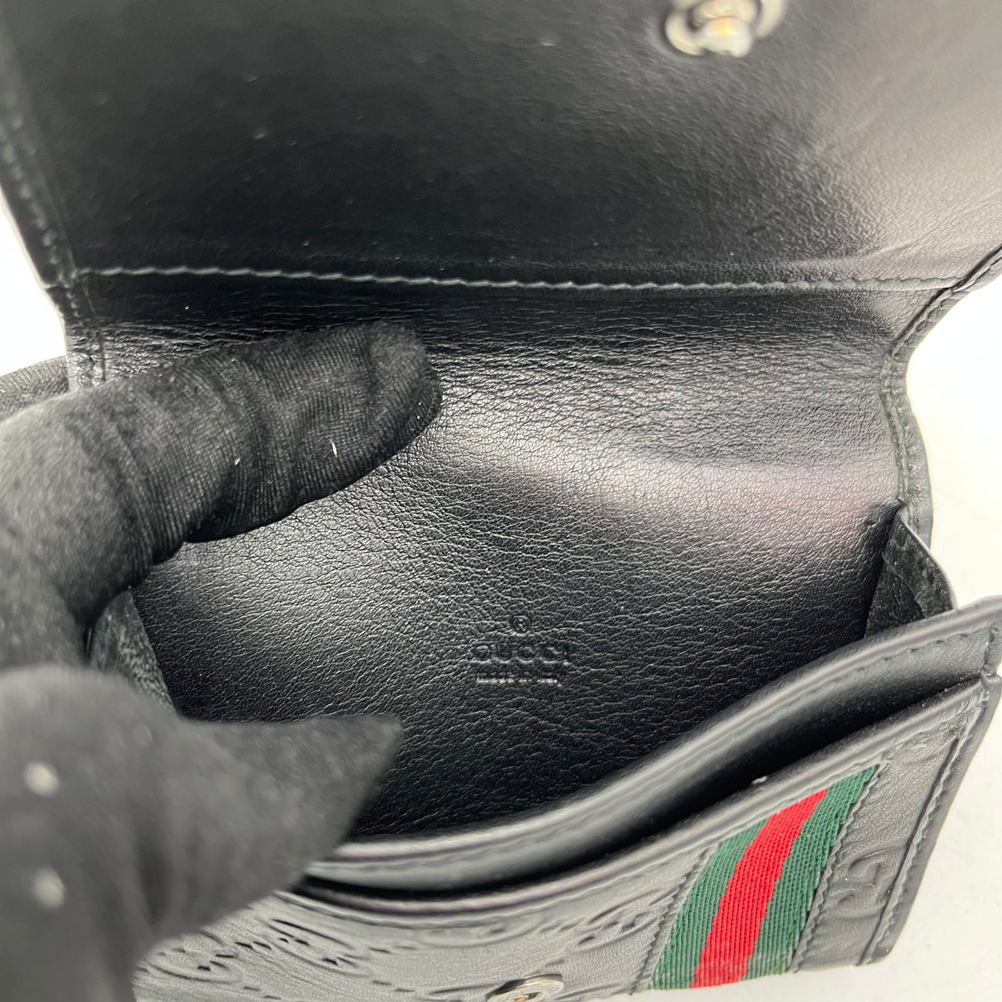 Gucci Black Guccissima Sherryline Bifold Cardholder