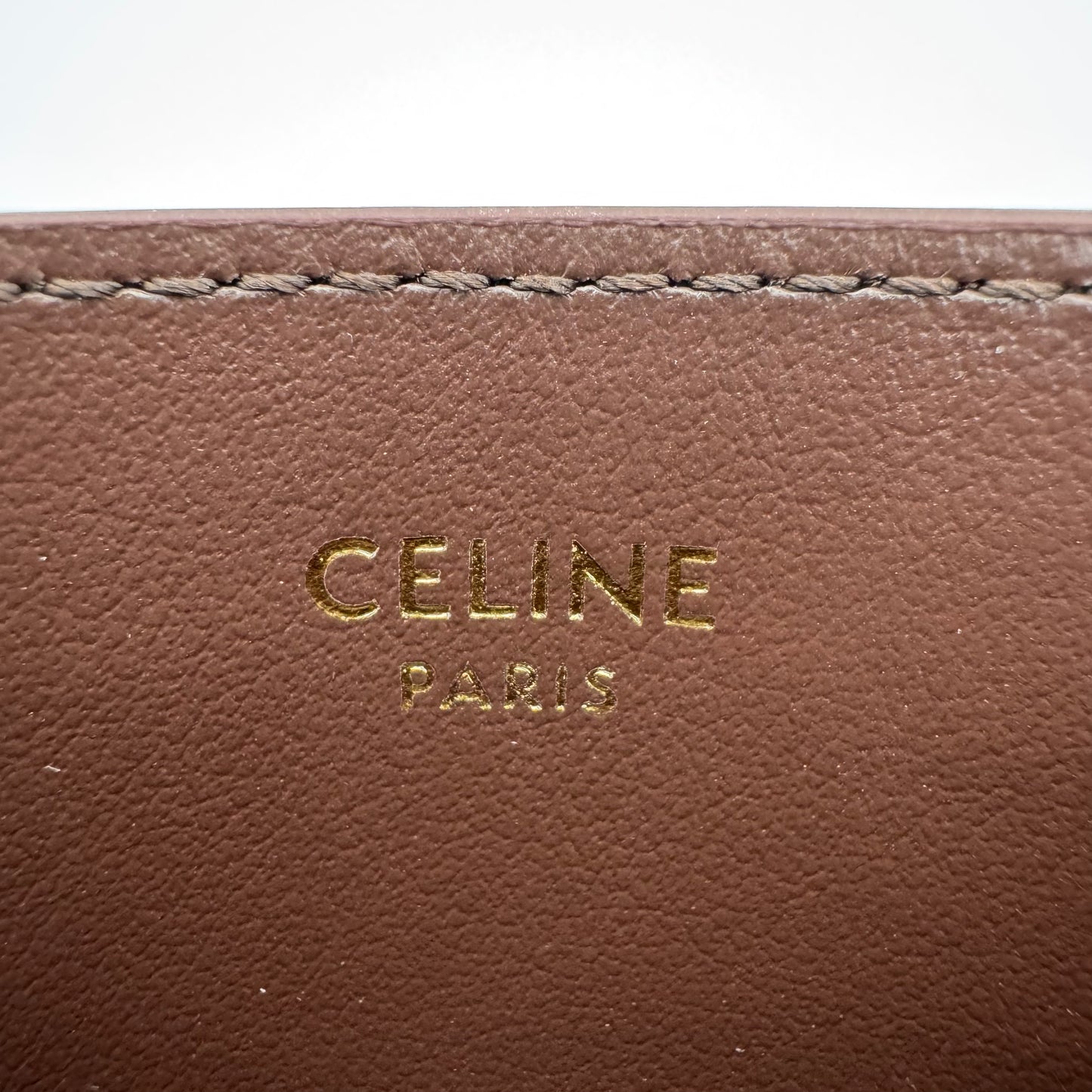 Celine Paris Brown Shiny Calfskin Triomphe Card Holder GHW