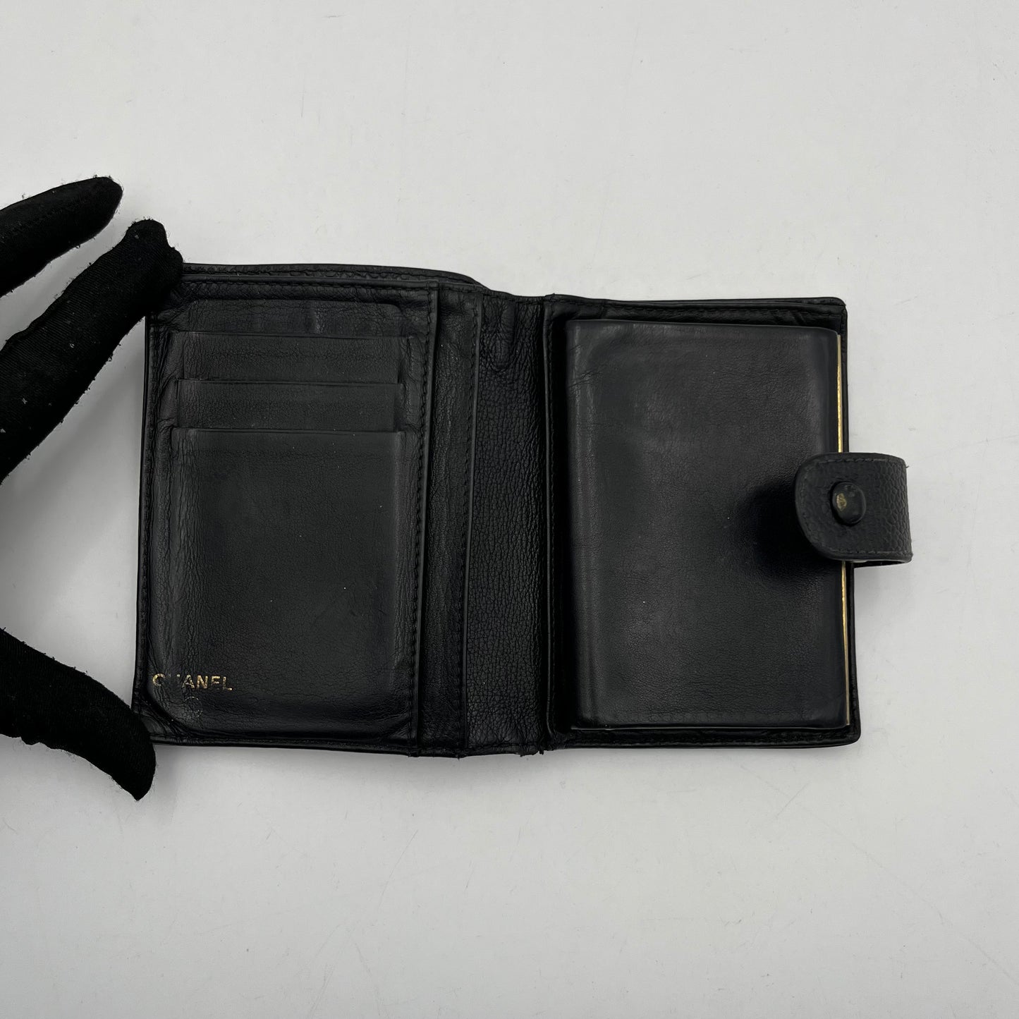 Chanel Black Caviar Compact Wallet
