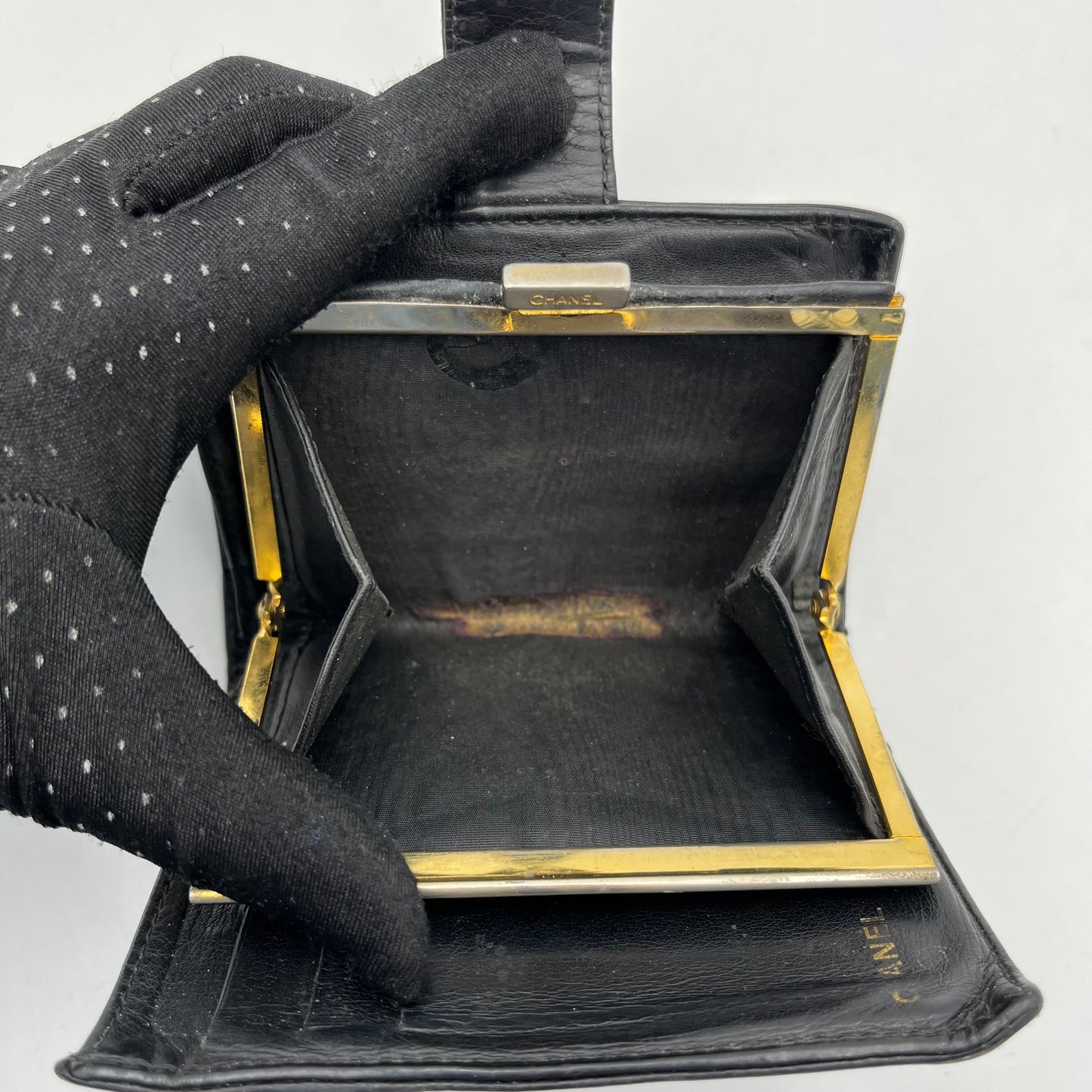 Chanel Black Caviar Compact Wallet