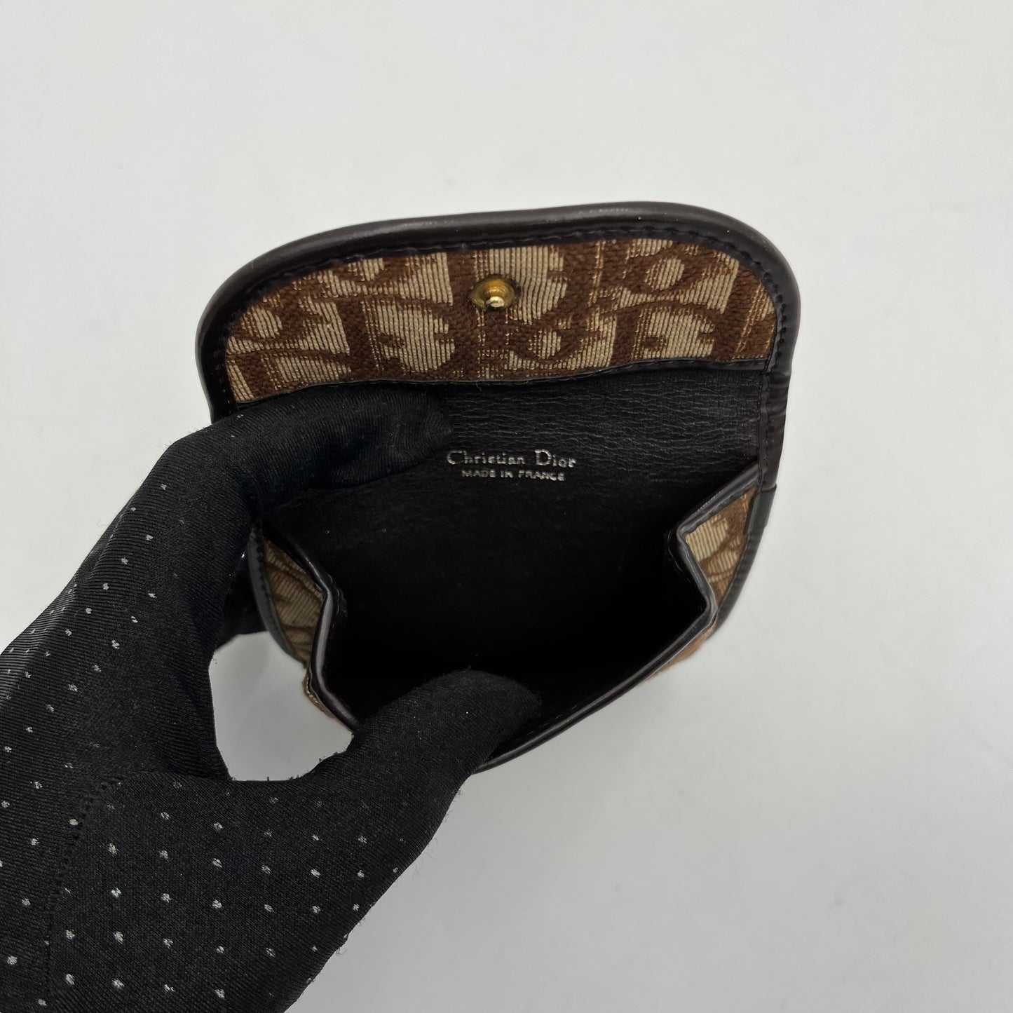 Christian Dior Brown Trotter Canvas Flap Coin Purse