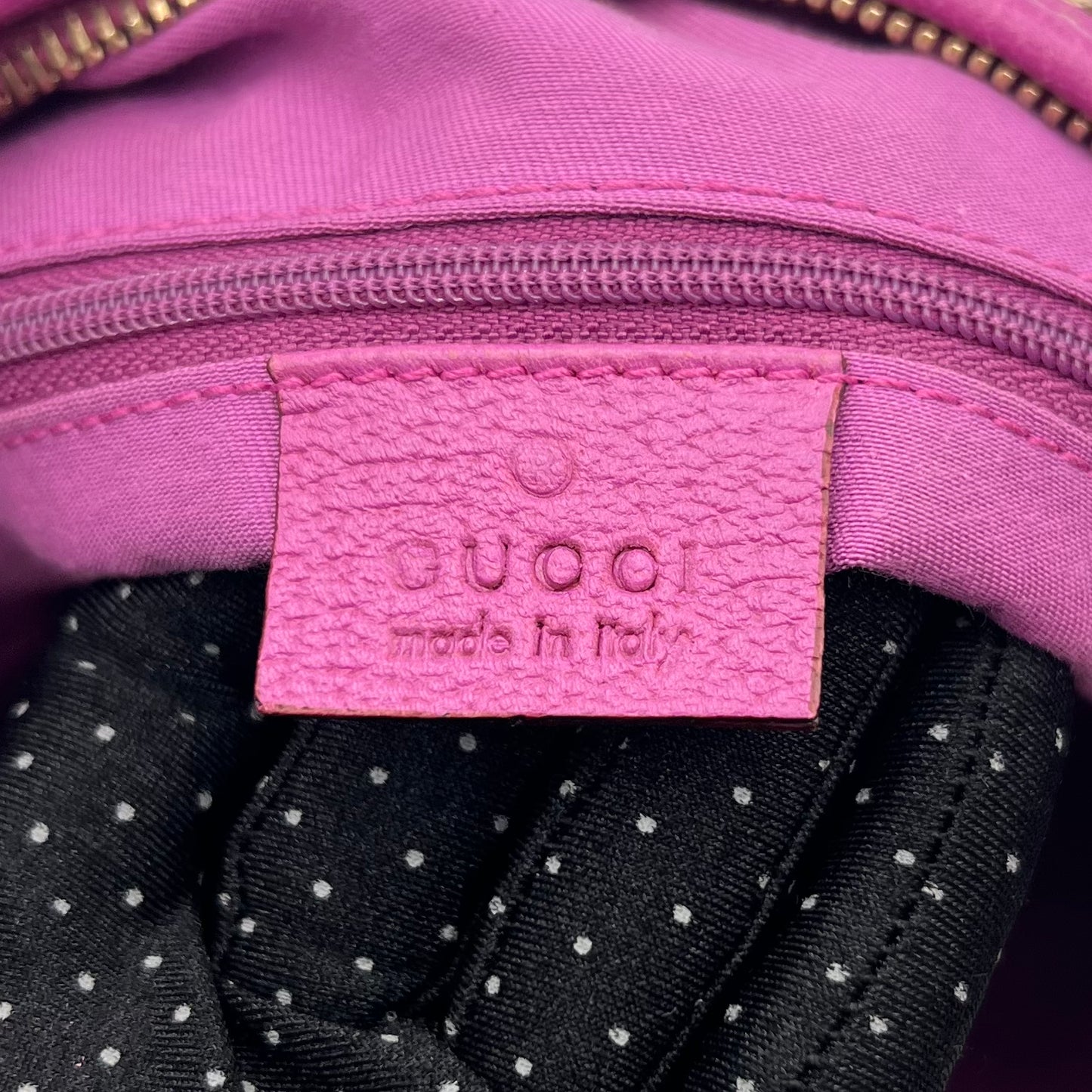 Gucci Monogram Canvas Pink Leather Abbey D-Ring Hobo Shoulder Bag