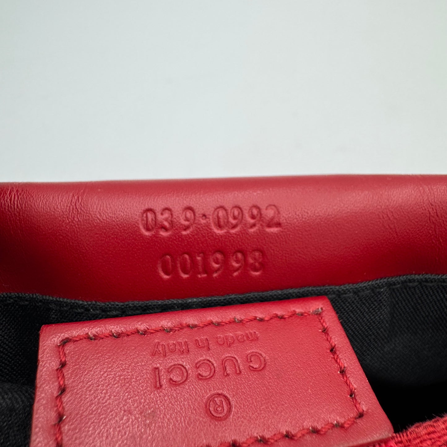 Gucci Red Monogram Canvas Flap Cosmetic Pouch