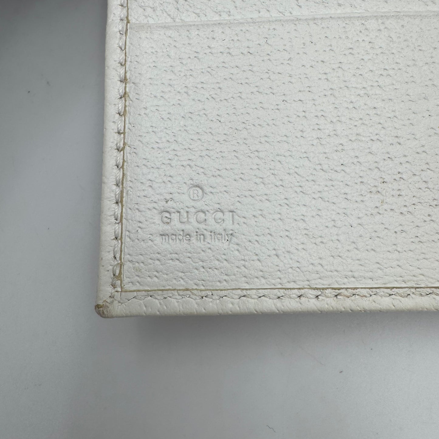 Gucci Beige GG Canvas and White Leather Pink Sherryline Bifold Short Wallet