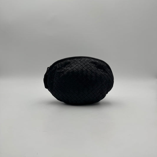 Bottega Veneta Black Intrecciato Leather Zip Pouch