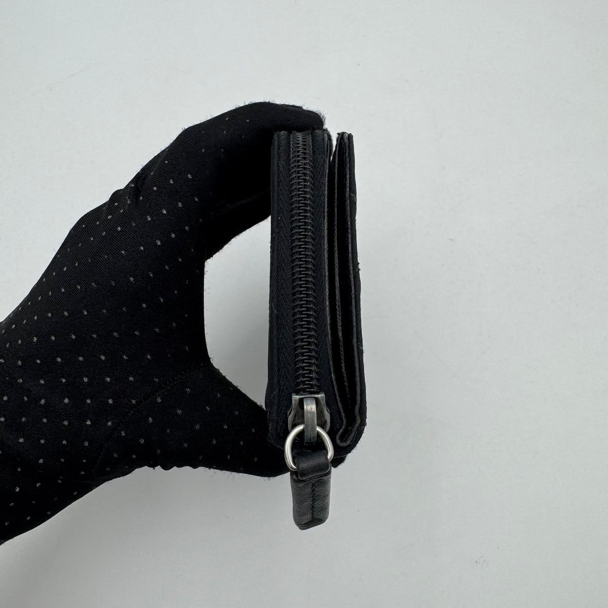 Prada Black Quilted Nylon Short Bifold Zippy Wallet