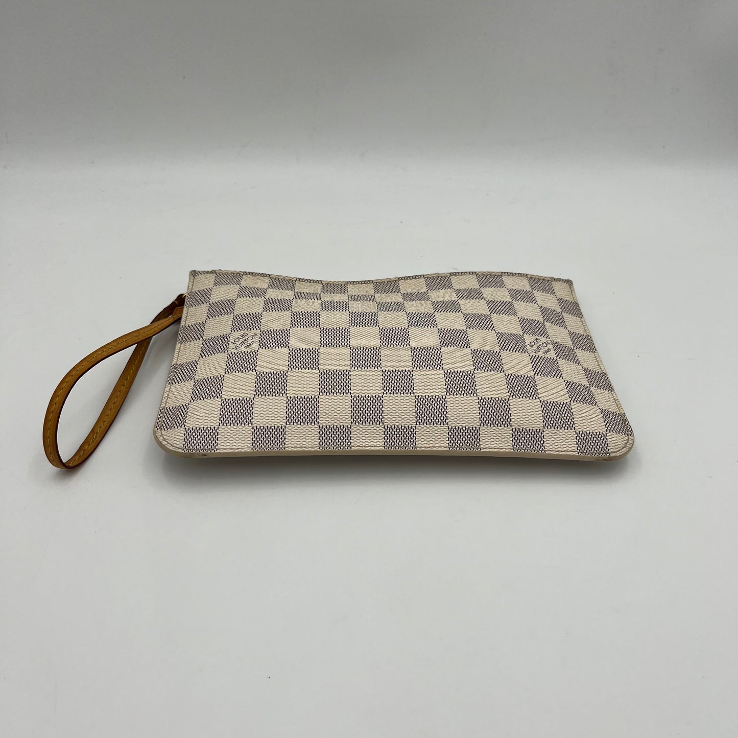 LV Damier Azur Neverfull Pochette Wristlet Clutch