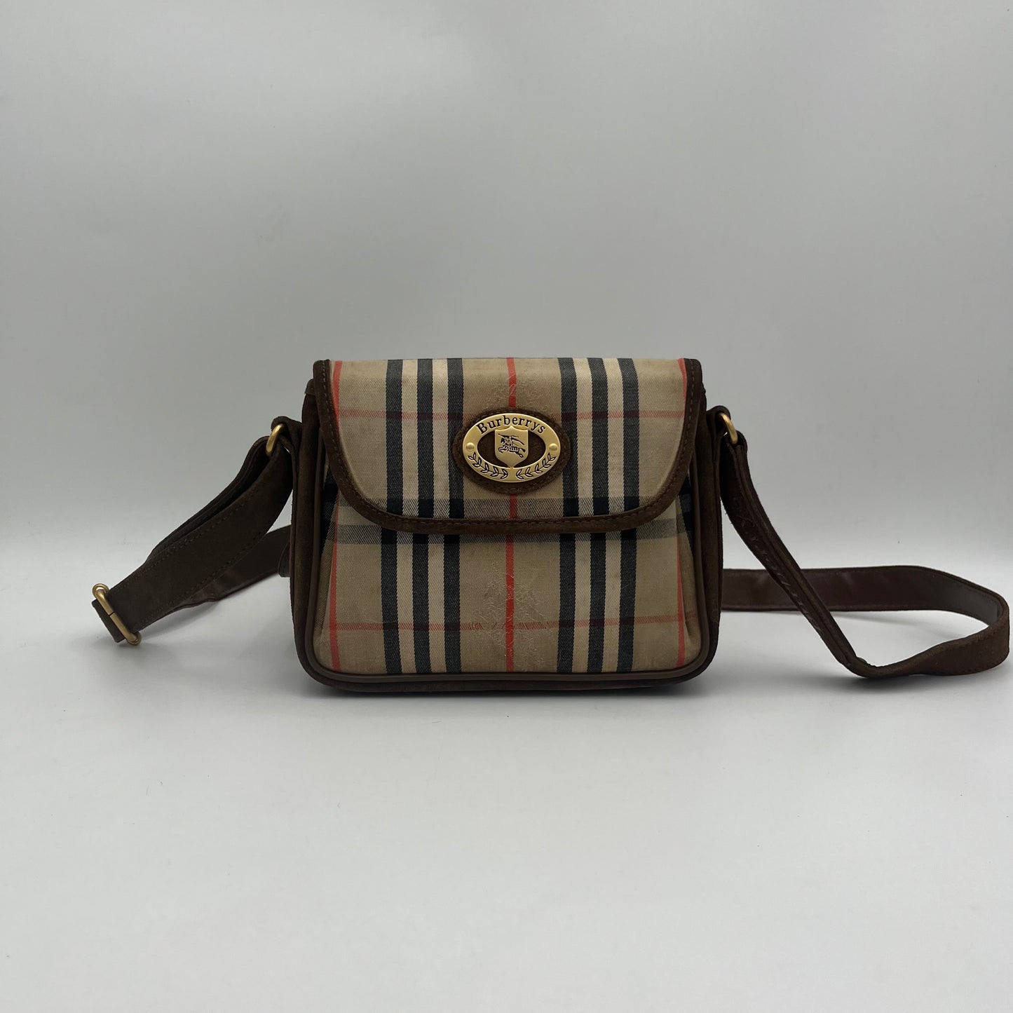 Burberry Haymarket Cloth Suede Flap Crossbody