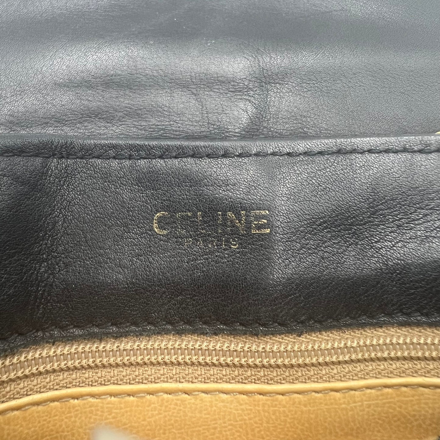 Celine Paris Black Soft Leather Caleche Sling