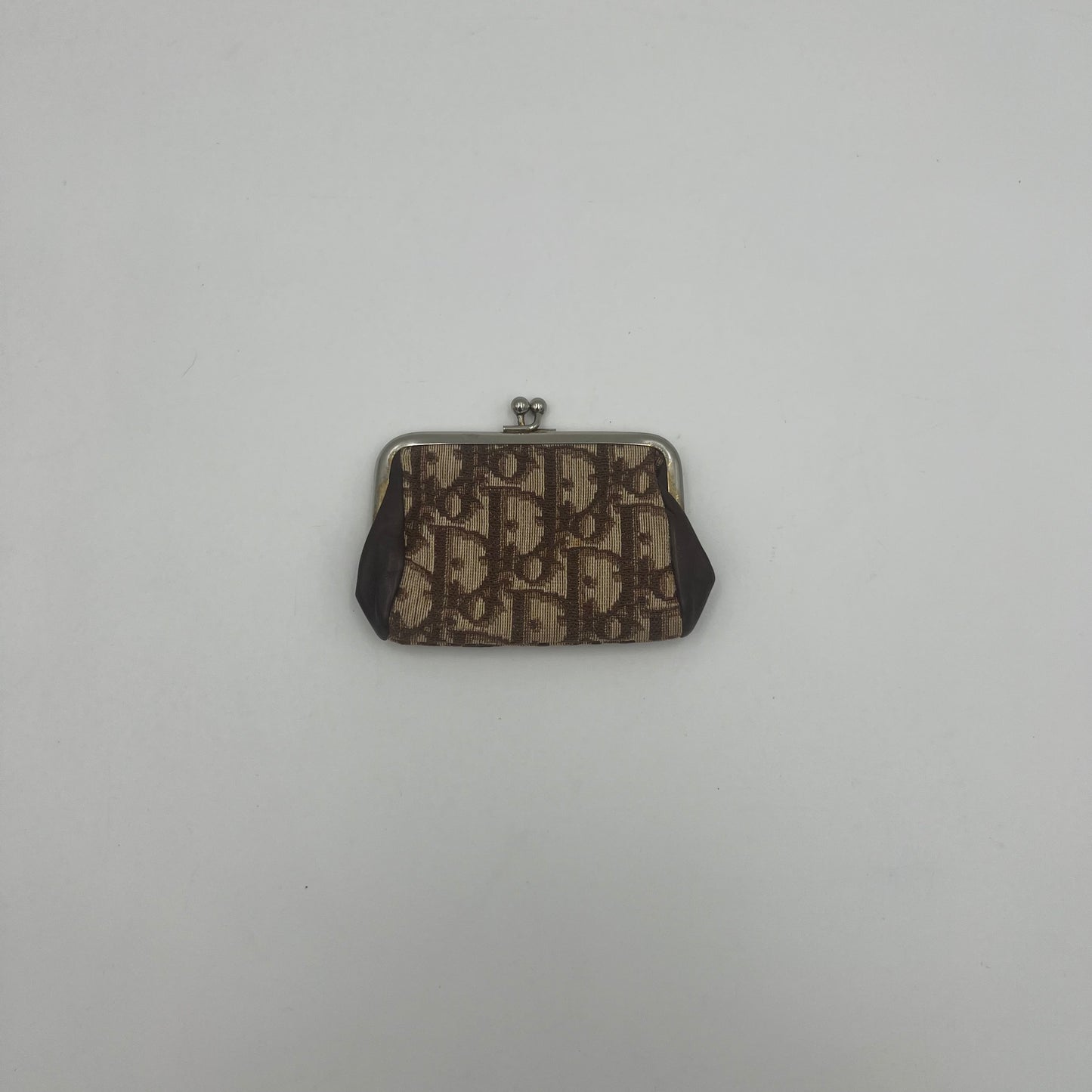 Christian Dior Brown Monogram Kisslock Coin Purse