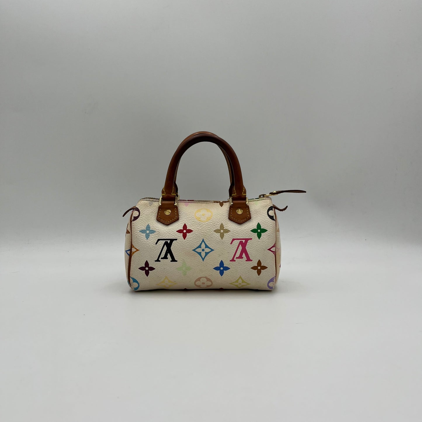 LV Takashi Murakami White Multicolor Mini Speedy Nano