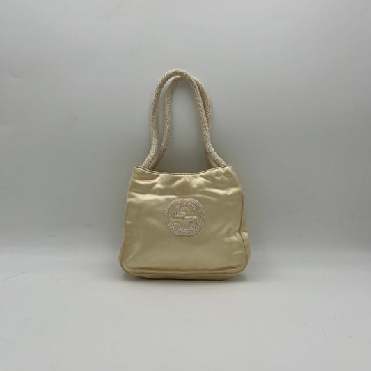 Gucci Beige Silk Beaded Mini Handbag