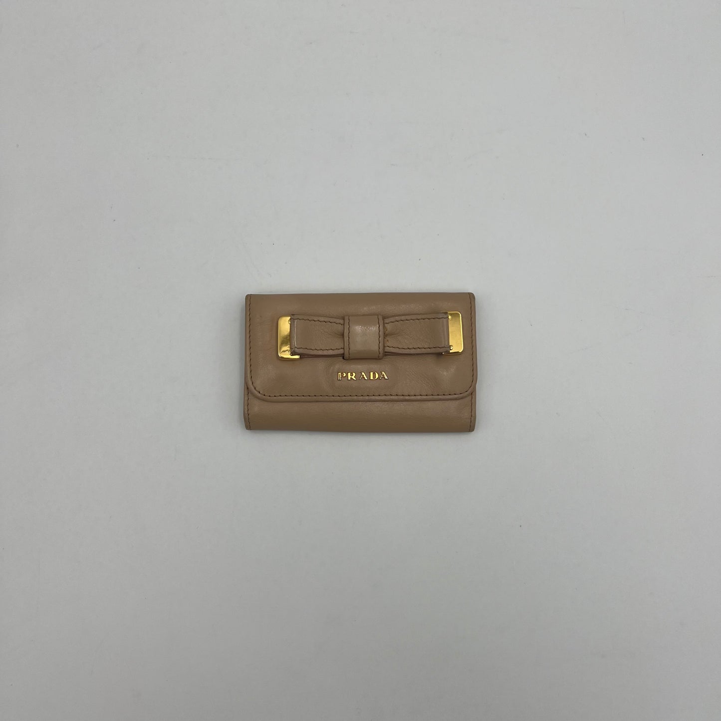 Prada Nude Leather Bow Key Holder