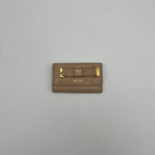 Prada Nude Leather Bow Key Holder