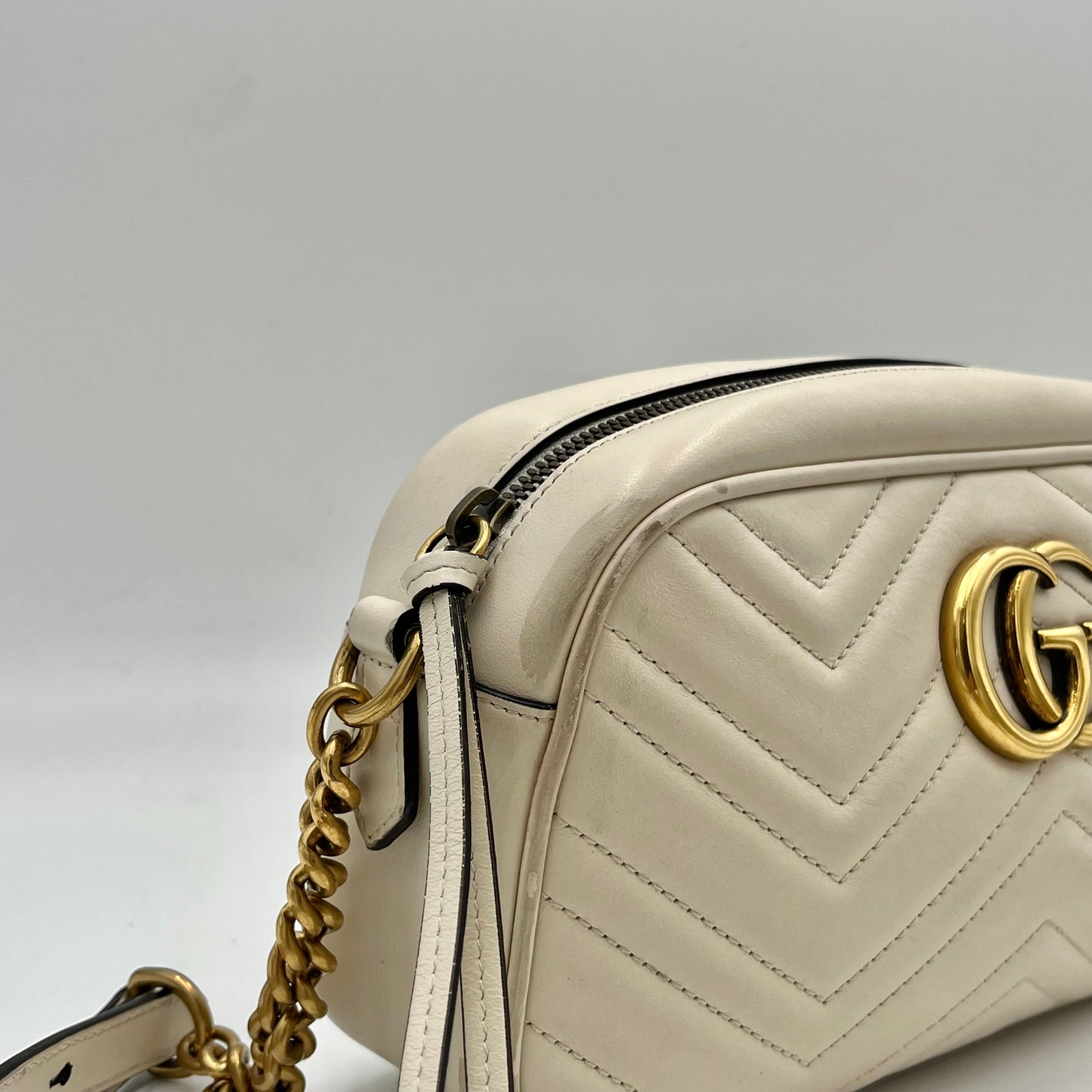 Gucci Ivory Marmont Leather Camera Crossbody