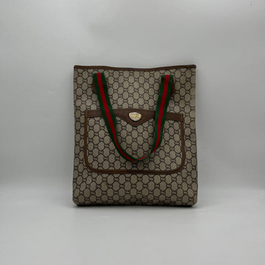 Gucci Plus Monogram PVC Sherryline Vertical Tote